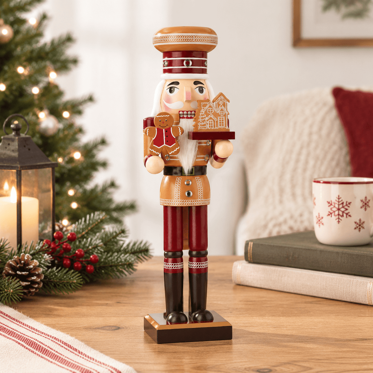 14 Inch Gingerbread Wooden Christmas Nutcracker Soldier Festive Decor