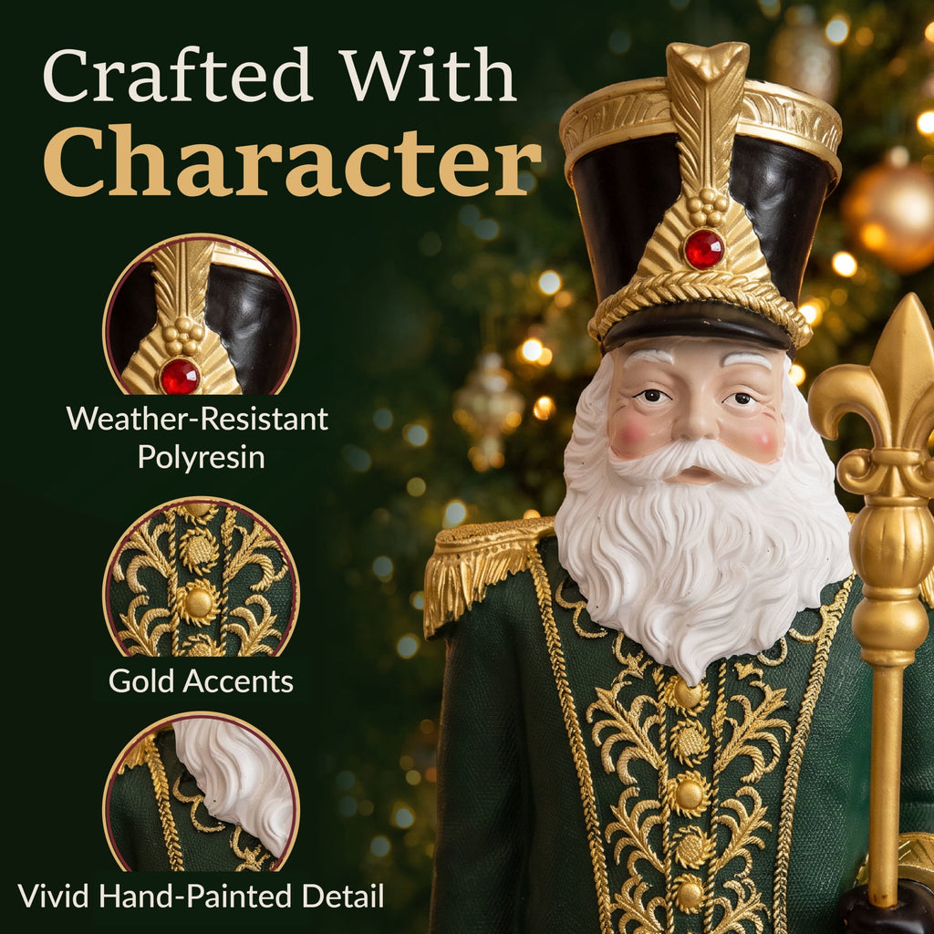 Sunnydaze Green Polyresin Guardian of the North Pole Nutcracker Christmas Statue, 37"