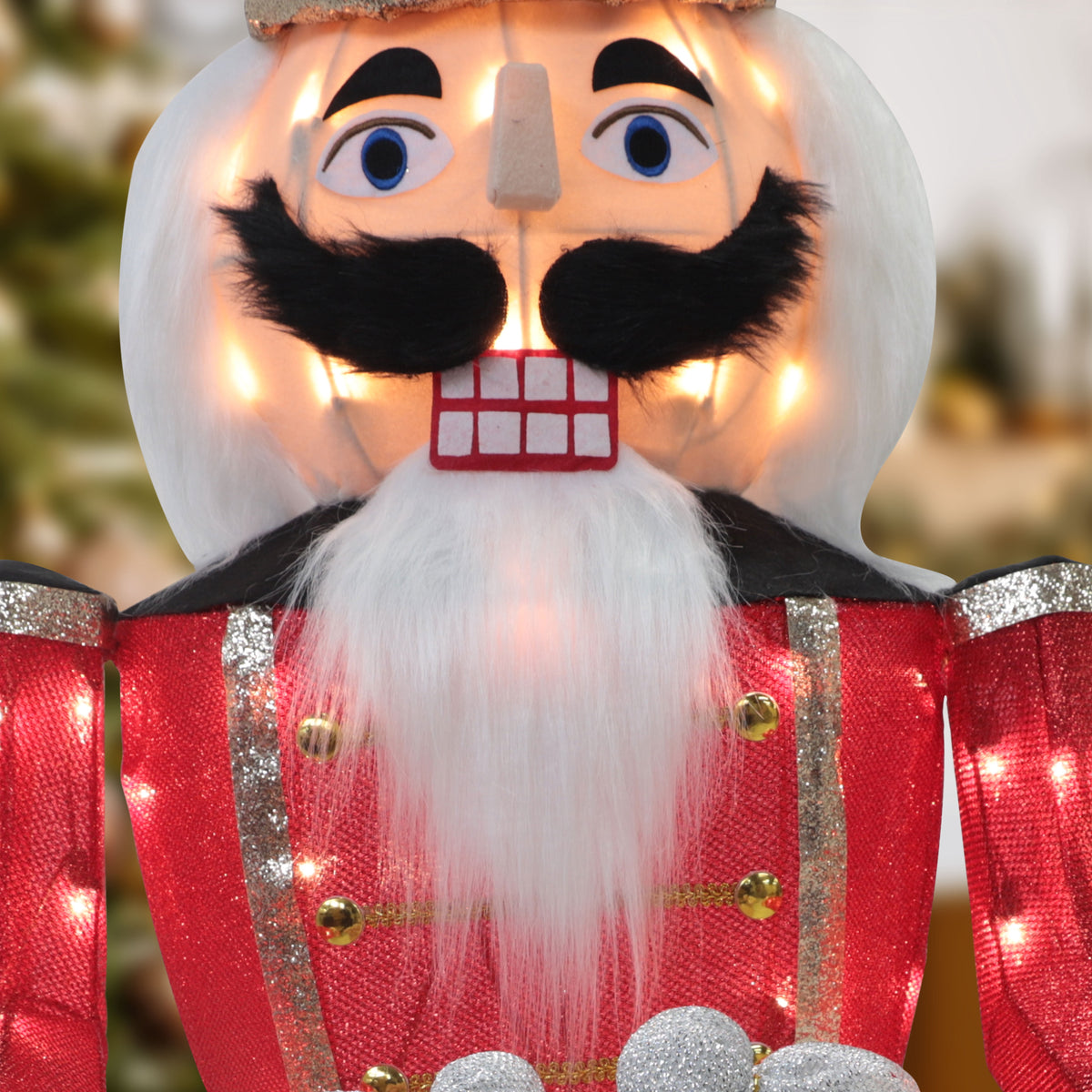VEIKOUS 5ft Christmas 3D Nutcracker Soldier Decoration, Indoor & Outdoor Decoration W/ Ground Stakes and Candy Cane for Holiday