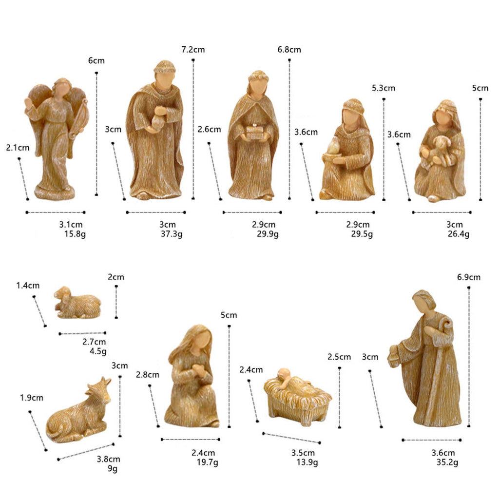 Wooden Nativity Puzzle Set, Religious Manger Scene with Home Decoration Resin Ornaments, Christmas Nativity Decor for Tabletop or Shelf, Educational Kids Toy