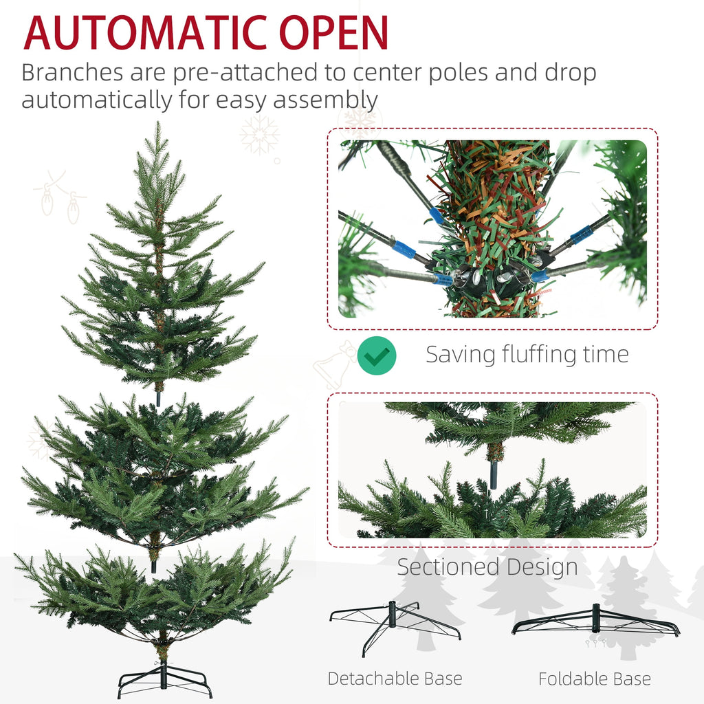 72"H Green Nordic Pine Artificial Christmas Tree, 795 Tips with 2 Layering Kinds, Hinge Section Design for Quick Setup, Flame Retardant, Wide Metal Base, Indoor Holiday Decor