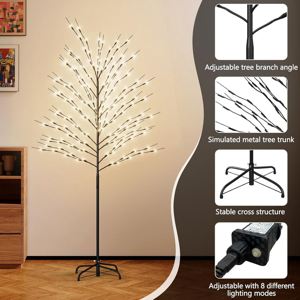 ABORON Christmas Decoration Ball Lights, Pre-Lit Hanging Foldable Xmas Light Ball with 8 Lighting Modes for Outdoor Holiday Lights Decor -16.5" 3 Pk