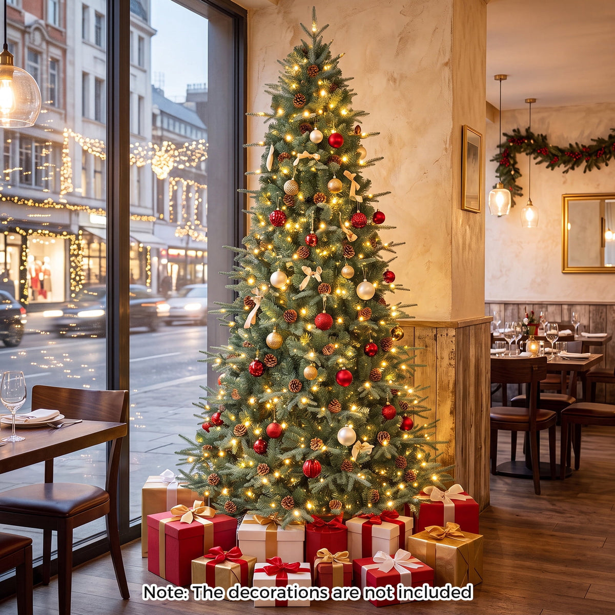 Gymax 7.5 FT Pre-Lit Artificial Christmas Tree, Realistic Xmas Tree w/ 540 Warm White LED Lights 1125 Dense Branch Tips