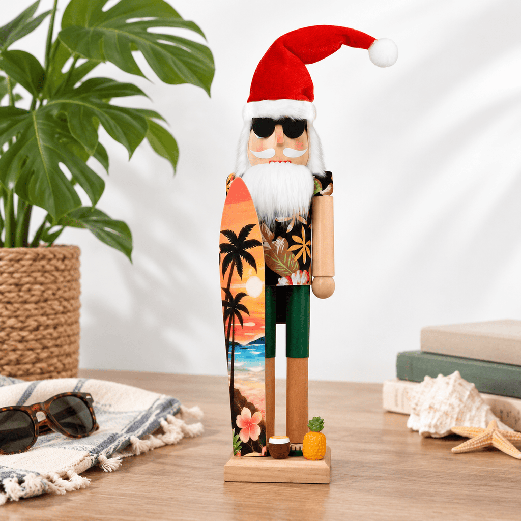 15 Inch Wooden Santa Nutcracker Tropical Christmas Decoration