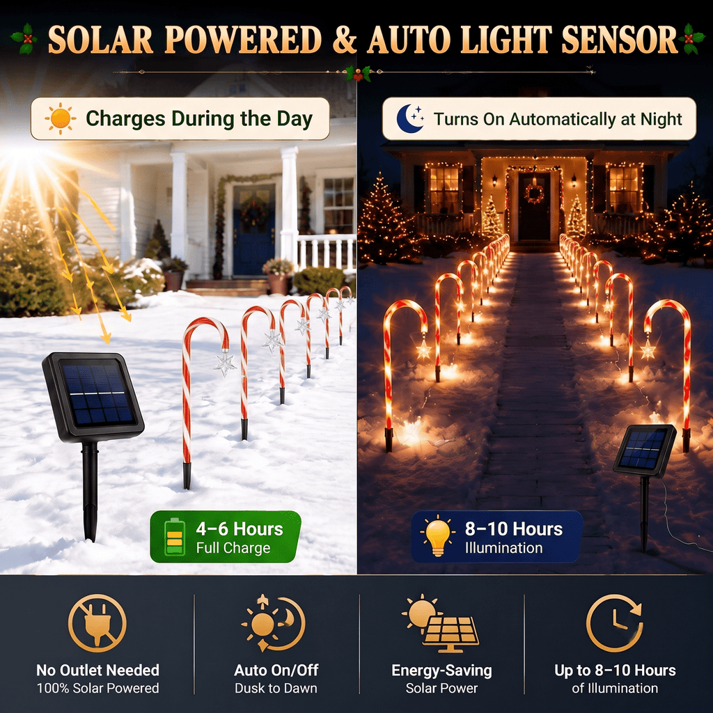 2 Pack Solar Powered Christmas Tree Lights, Outdoor Holiday Decor with 40 Bright LEDs, Waterproof Xmas Garden Decorations for Pathway, Yard, Grave and Lawn