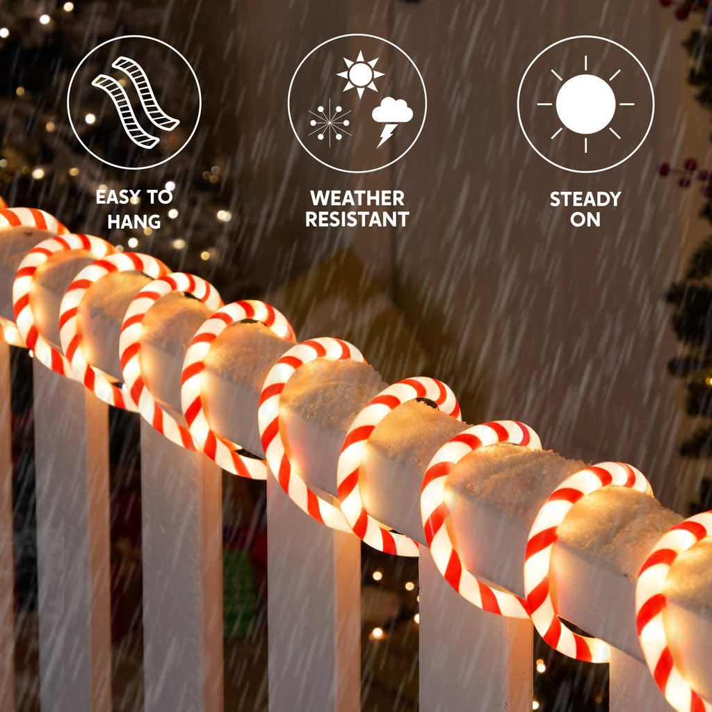 Joyfy 40FT 360 LED Candy Cane Rope Lights Christmas Outdoor Decoration Light,Red and White Christmas Lights Led Lights Light Up Candy Canes for Christmas Yard Holiday Decor