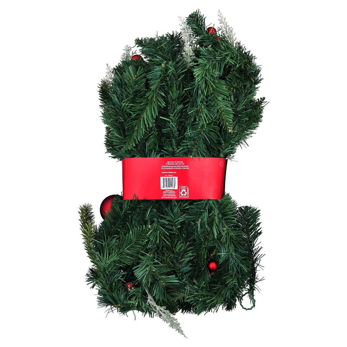 Decorative Evergreen Unlit Artificial Christmas Garland, Green and Red, 9', by Holiday Time