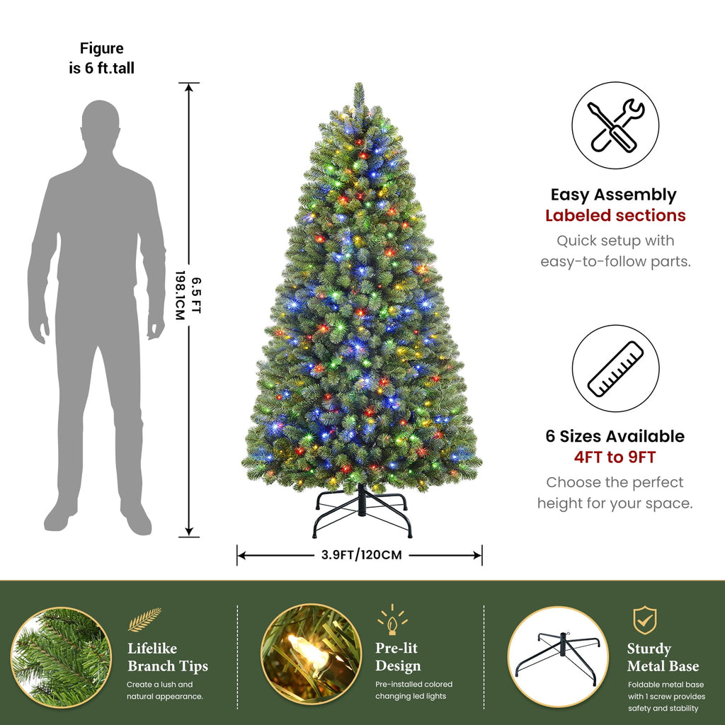 Lolsea 4.5ft Prelit Artificial Christmas Tree w/ Remote Control and Warm White & Color Changing Lights