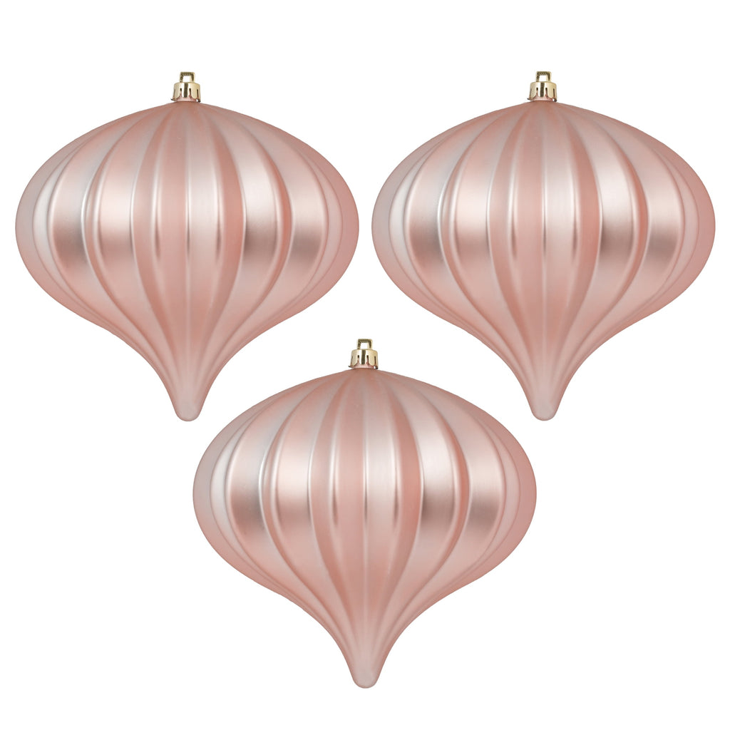 Vickerman 5.7" Burnished Orange Matte Onion Christmas Ornament, UV treated, Set of 3