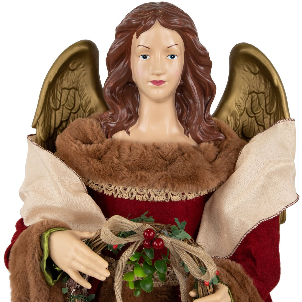 Northlight Angel with Wings Commercial Size Christmas Tree Topper - 3' - Brown and Red - Unlit