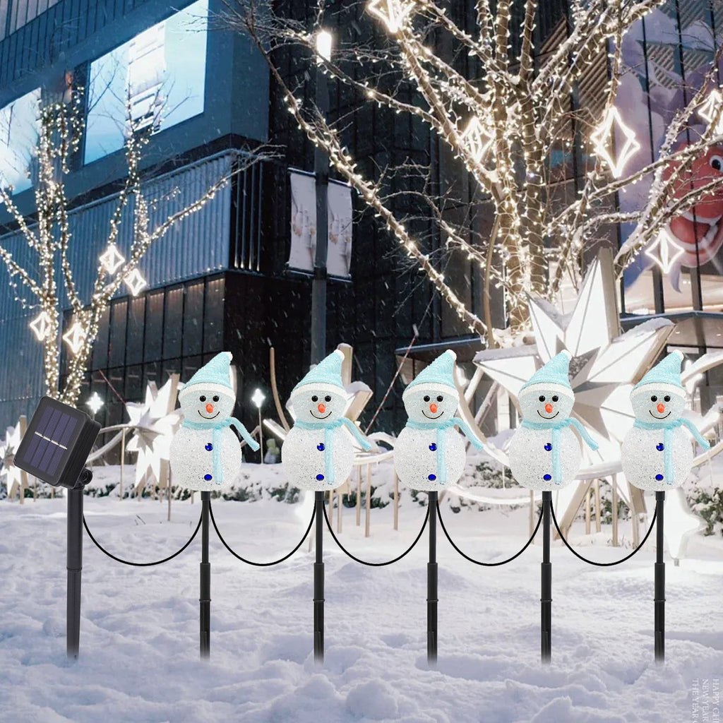 5pcs 17.3in Outdoor Christmas Lights, CXALSSY C9 LED Solar Christmas Lights near Me, Solar Outdoor Christmas Lights for House, IP65 Waterproof XMAS Snowman Decorations