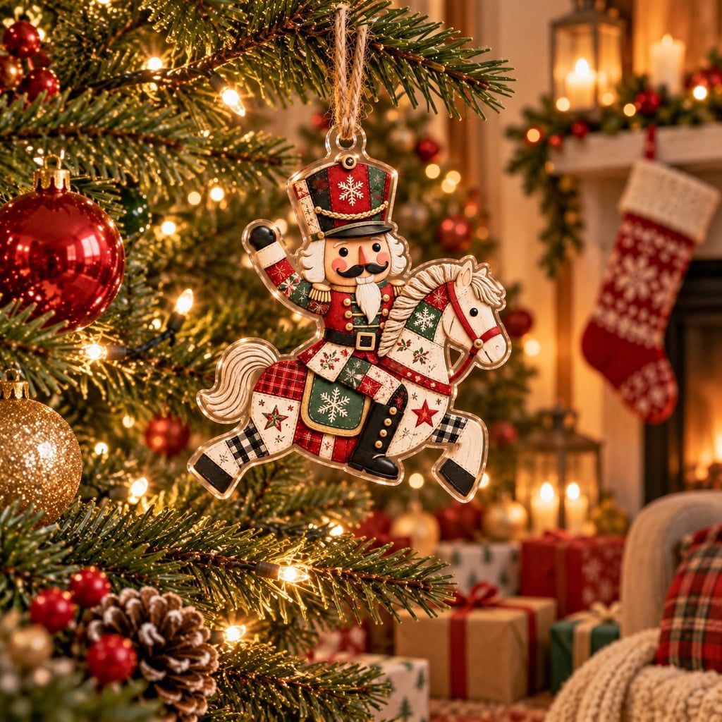 Patchwork Christmas Ornament Nutcracker Horse Rider Tree Hanging Gift