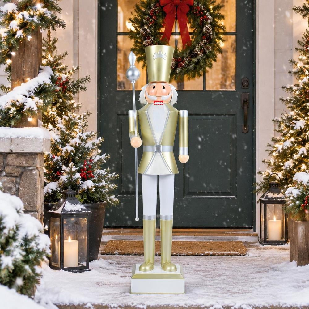 Christmas Nutcracker, 4 Ft, with High Hat, Scepter, Hidden Storage Compartment, Metal Frame, Sturdy Base