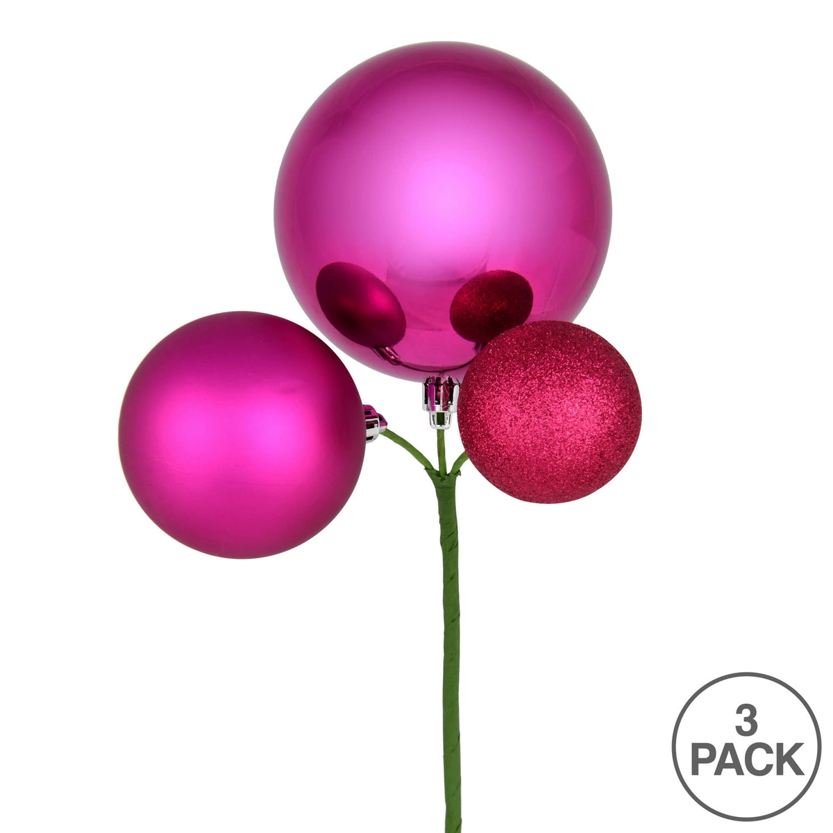 Vickerman 18" Honey Gold Orn Pick 3 per Bag. Features shiny, matte and glitter ornaments.