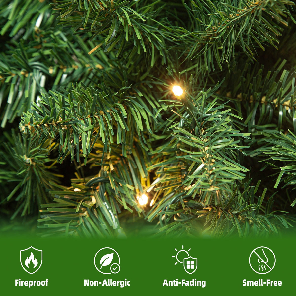 VIVATREES 6ft Pre-lit Artificial Christmas Tree 760 Hinged Branch Tips with 230 LED White Warm Lights Foldable Metal Base