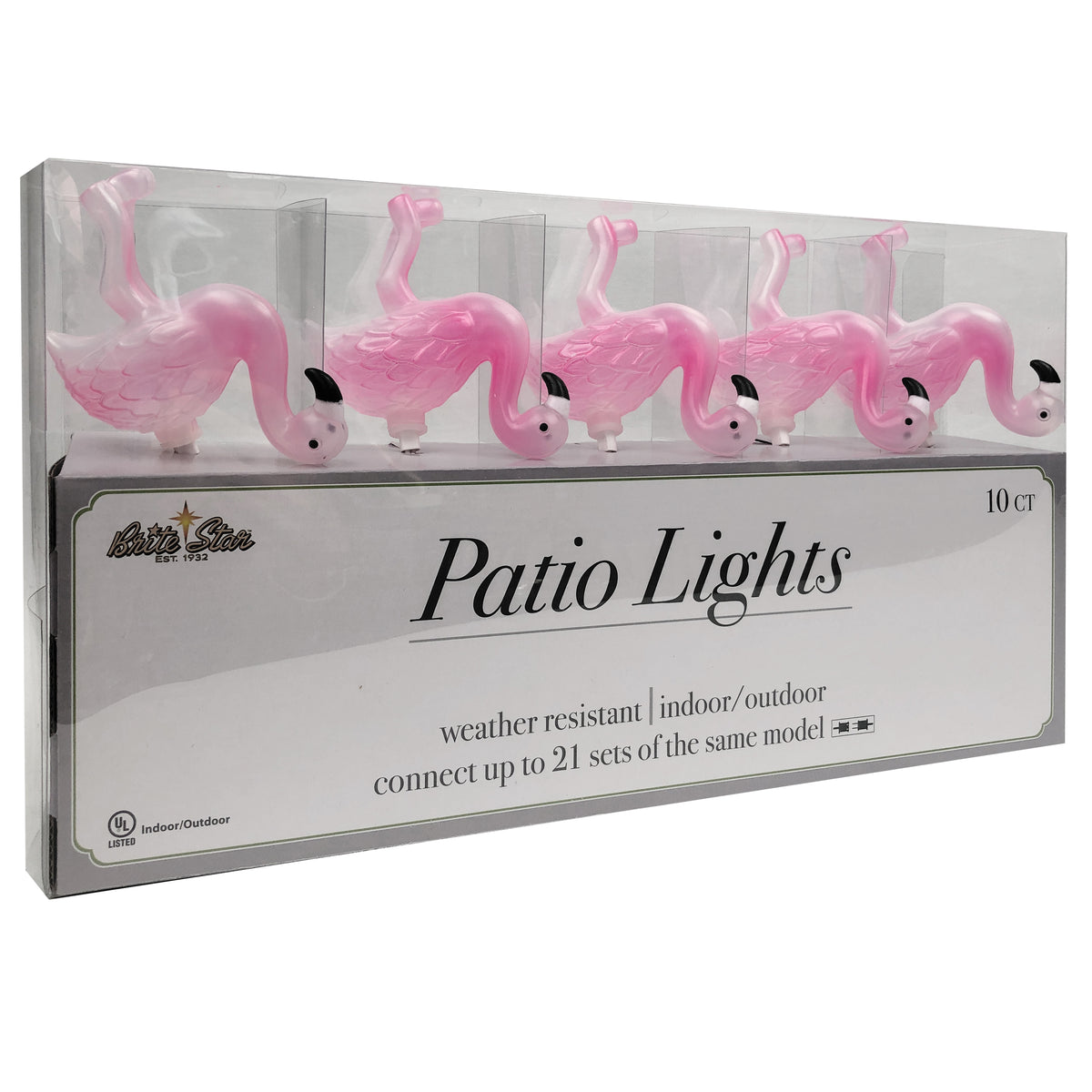 Brite Star 10 Lt Flamingo Lights, White Wire