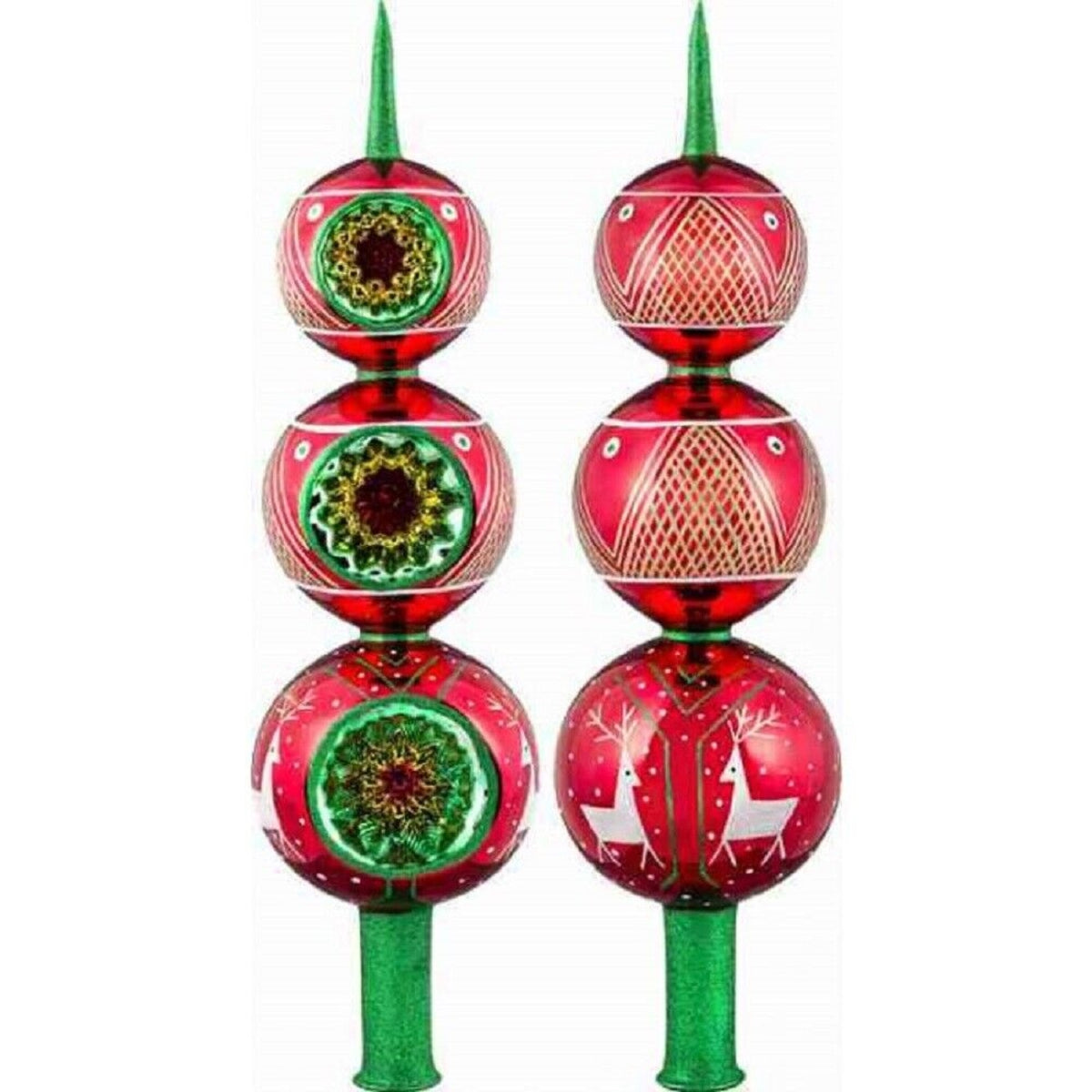 Lvov Pysanky Reindeer Finial Polish Glass Christmas Tree Topper