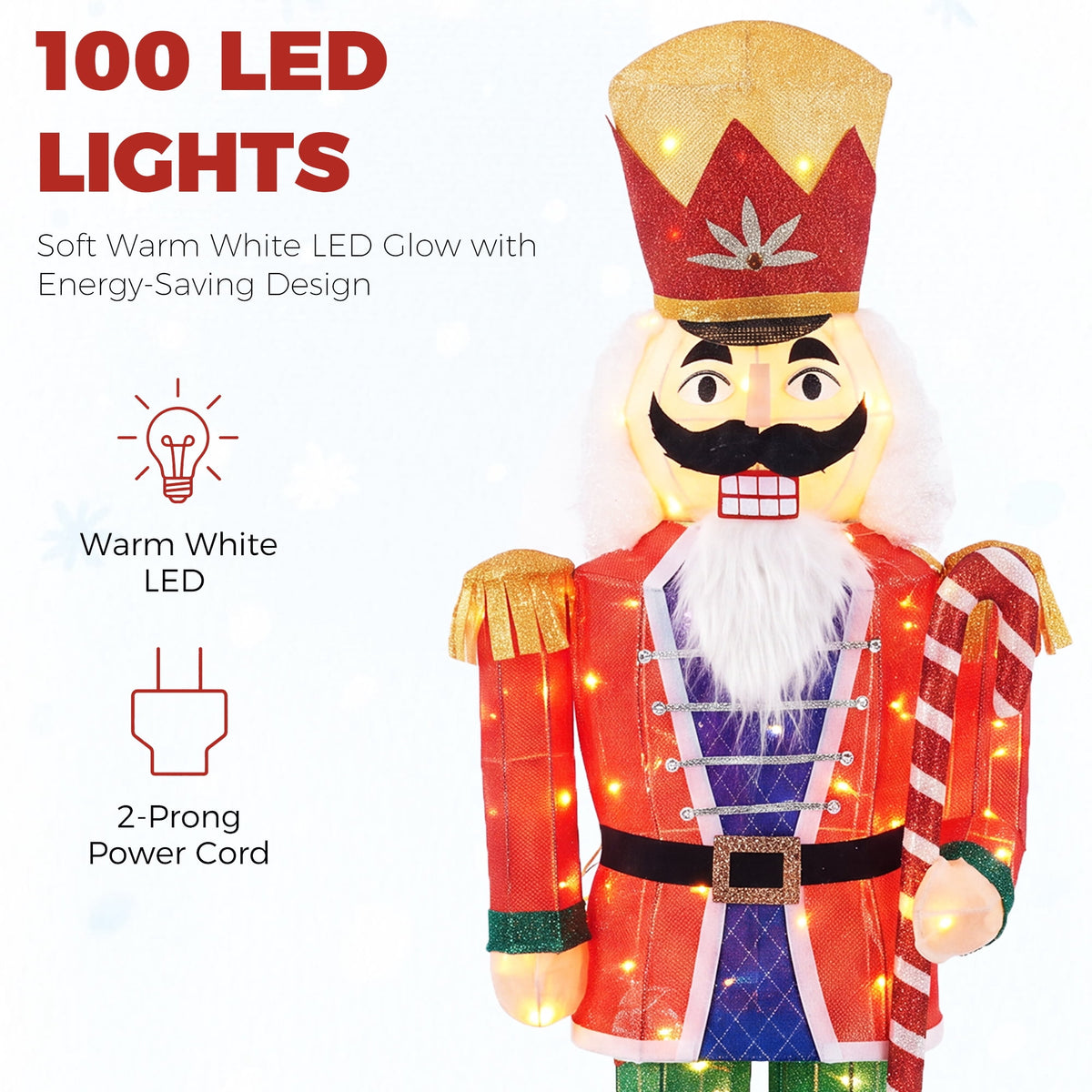 FOOWIN 61" Christmas Nutcracker Decoration, Large Lighted Christmas Nutcracker Soldier Decor for Indoor & Outdoor, Holiday Yard Lawn Christmas Decor，Sword