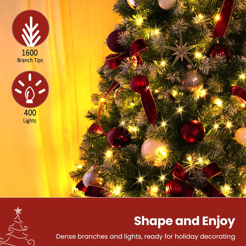 Yexmas 6ft Pre-Lit Green Christmas Tree, 11 Modes Colored LED Lights, Artificial Xmas Tree with Large Storage Bag