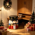 19" Nutcracker Soldier Accent Side Table, Resin Christmas Stool, Black & Red