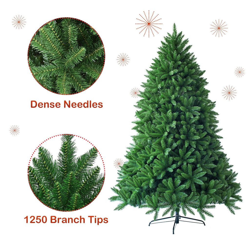 Costway 6ft Premium Hinged Artificial Christmas Fir Tree w/ 1250 Branch Tips