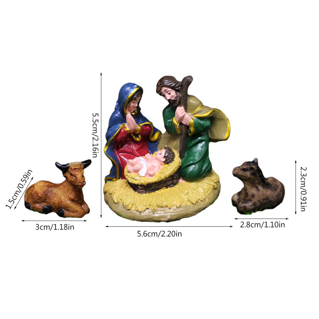 Nativity Statue Scene Set Holy Manger Christmas Crib Figurines Miniatures Ornament Church Gift Home Decorations