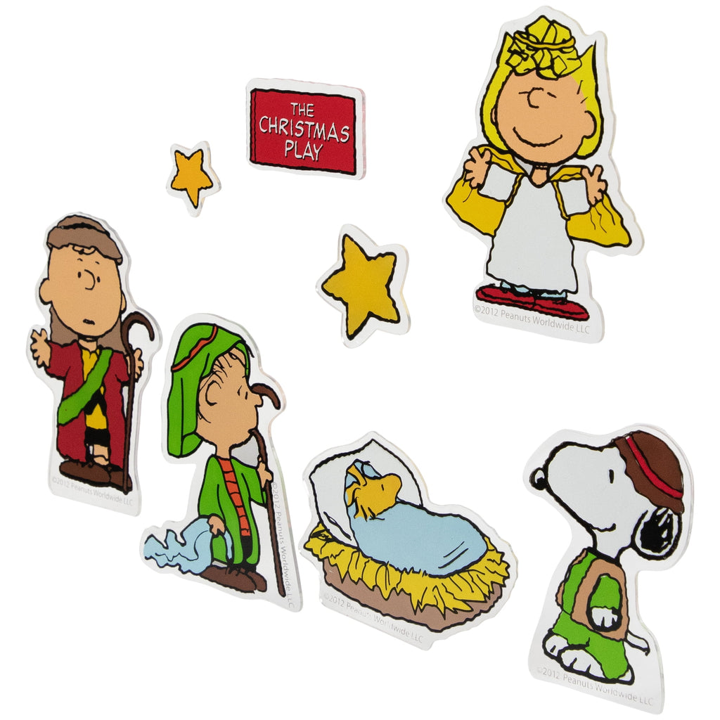 Northlight 8-Piece Peanuts Christmas Nativity Double Sided Window Cling Decorations