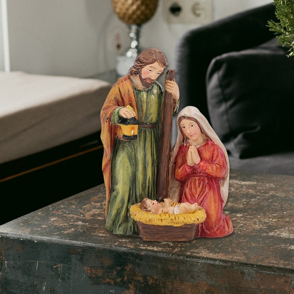 SDFGTstore Resins Manger Nativity Scene Miniature Figurine Holy Family Statue Ornament Gift