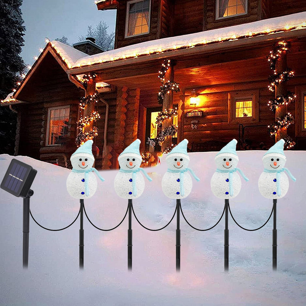 5pcs 17.3in Outdoor Christmas Lights, CXALSSY C9 LED Solar Christmas Lights near Me, Solar Outdoor Christmas Lights for House, IP65 Waterproof XMAS Snowman Decorations