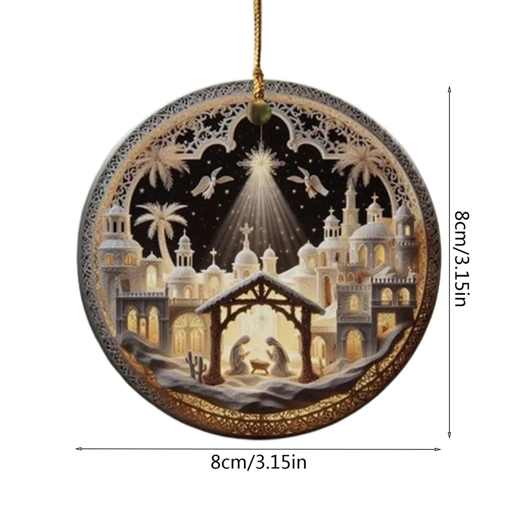 AuroraX Acrylic Nativity Scene Sets for Christmas Decorations,Holy Family Decorative Collectible Hanging Ornament Home Christmas Indoor Decor