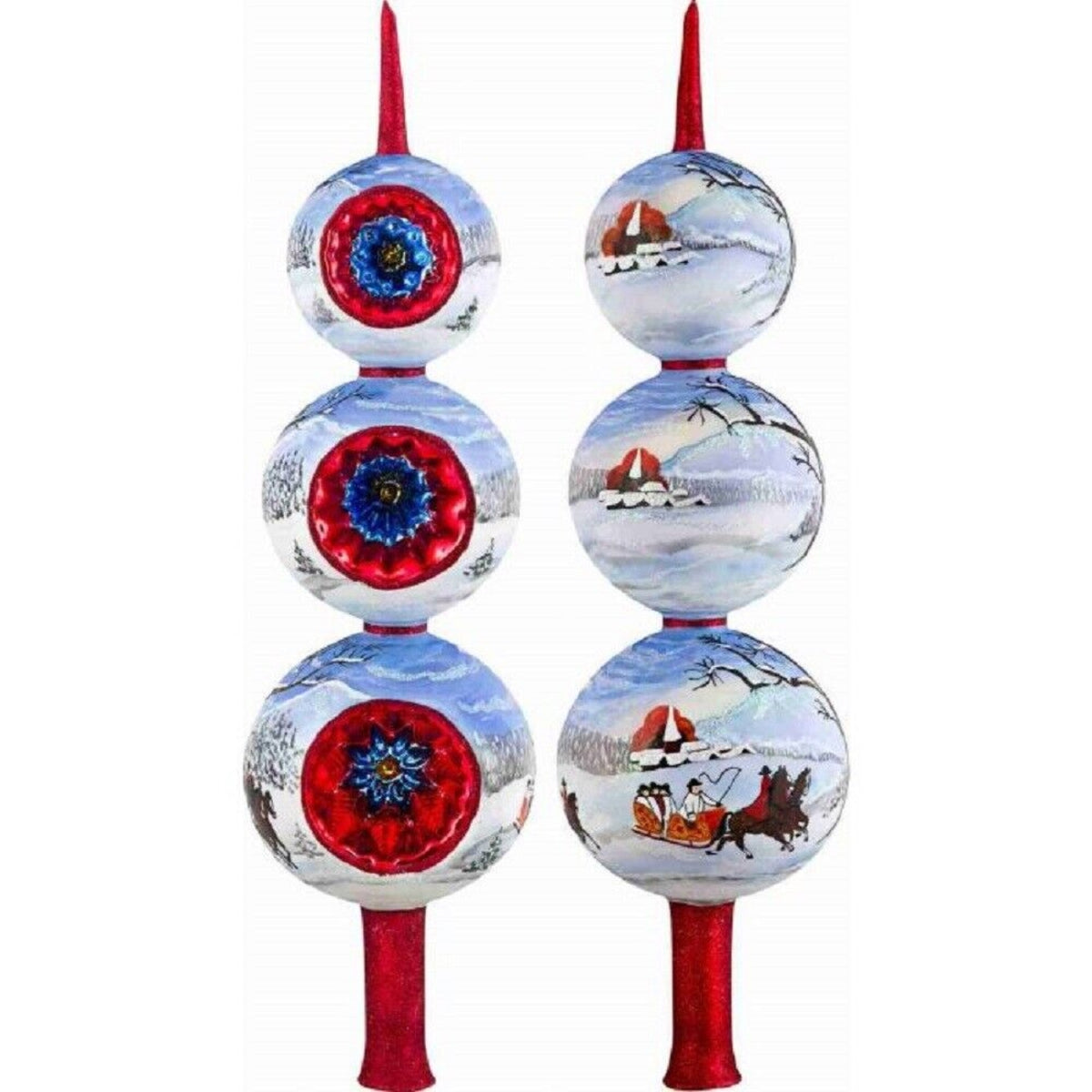Zakopane Sleigh Ride Finial Polish Glass Christmas Tree Topper