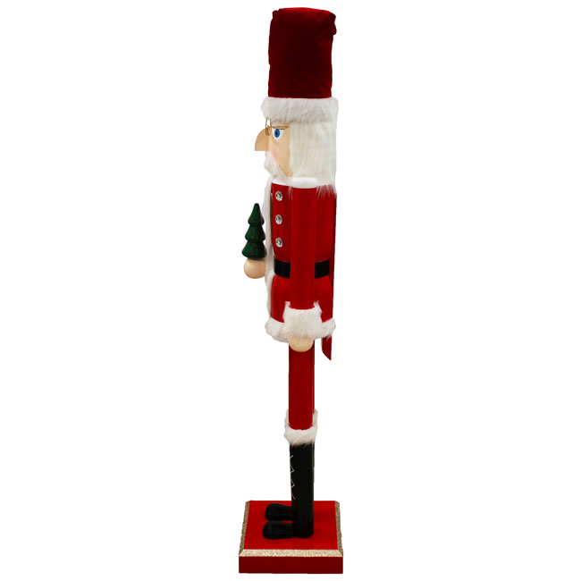 Giant Nutcracker Mr. Claus Statue - 5' Tall Lifesize Wooden Christmas Decor - Classic Santa Nutcracker Figure for Indoor/Outdoor Holiday Display - Red & White Christmas Ornament for Porch or Entryway