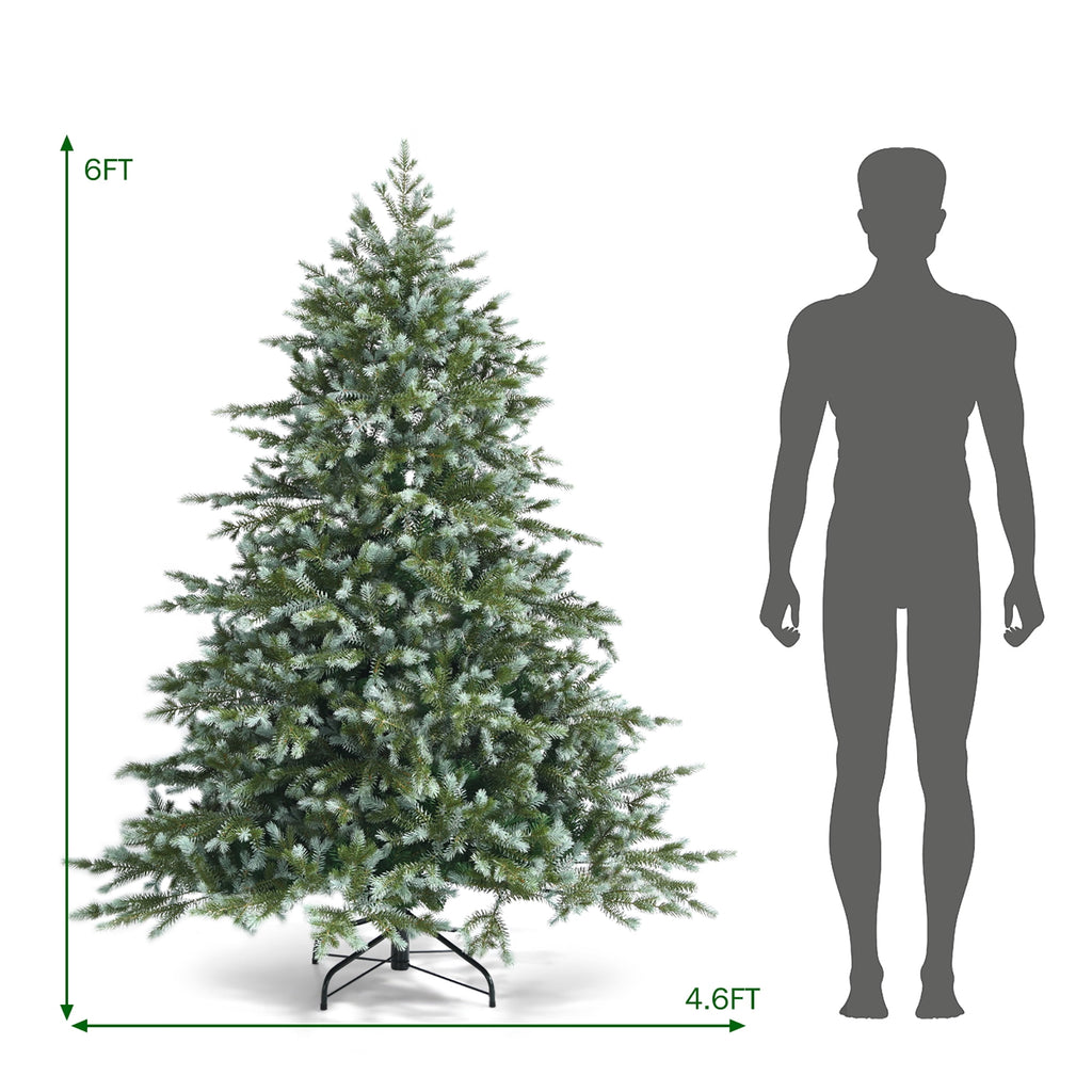Costway 7ft Artificial Christmas Spruce Hinged Tree w/ 1260 Mixed PE & PVC Tips