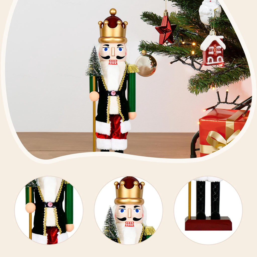Home Nutcracker Figure Christmas Decoration with Light Music Plastic Craft for Shelves Tables Bedroom Holiday Decor