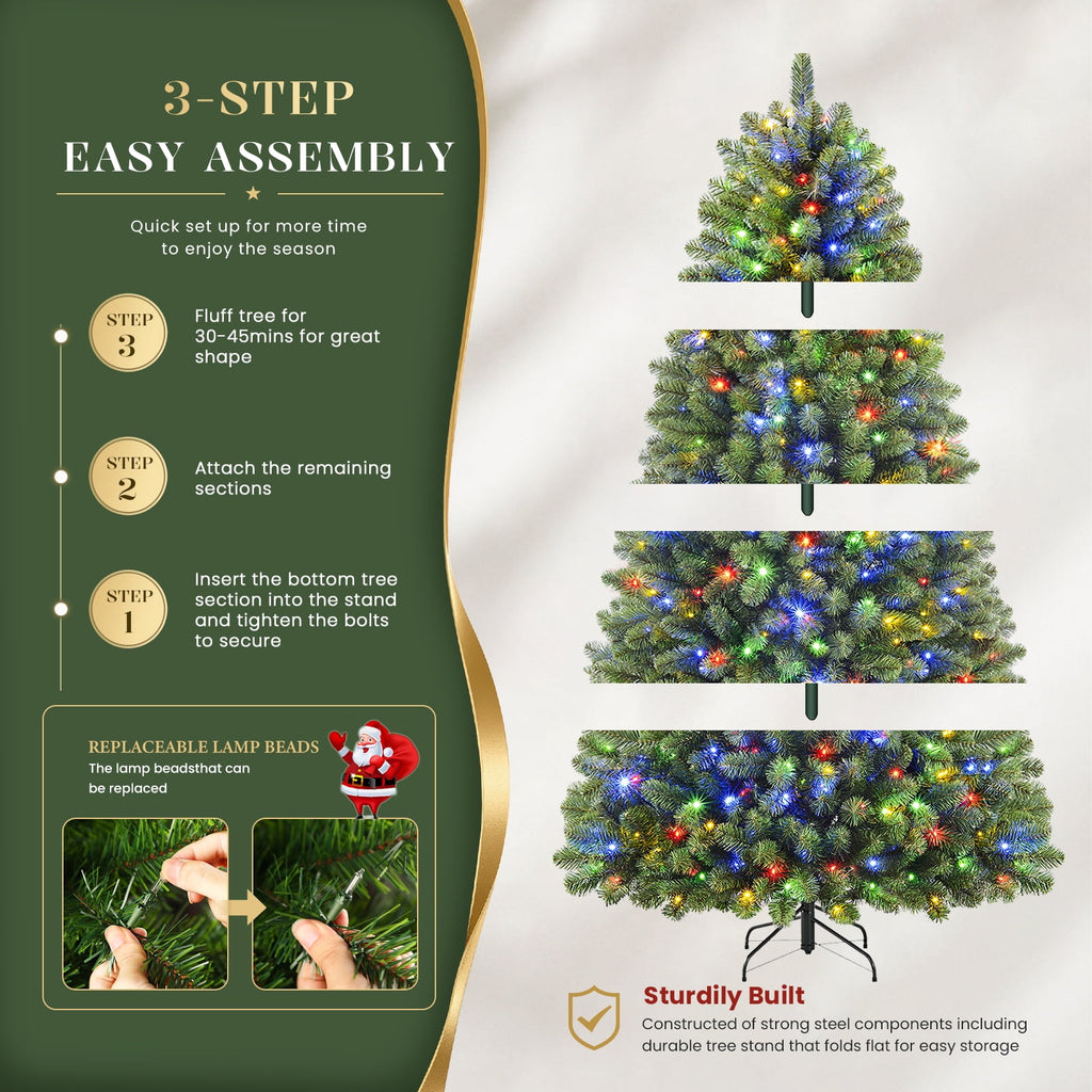 Lolsea 4.5ft Prelit Artificial Christmas Tree w/ Remote Control and Warm White & Color Changing Lights