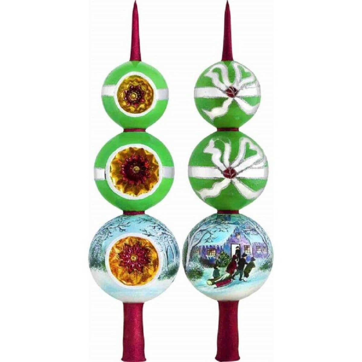 Yule Log Finial Polish Glass Christmas Tree Topper