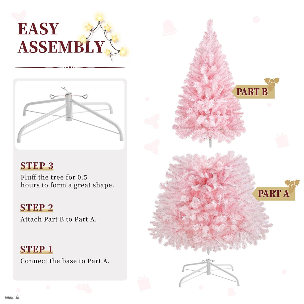 Alden Design 4FT Artificial Pre-lit Christmas Fir Tree with Foldable Stand,70 LED Warm Lights,Black