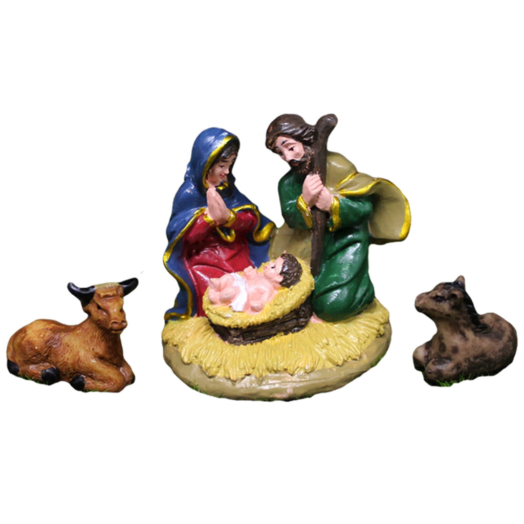 Nativity Statue Scene Set Holy Manger Christmas Crib Figurines Miniatures Ornament Church Gift Home Decorations