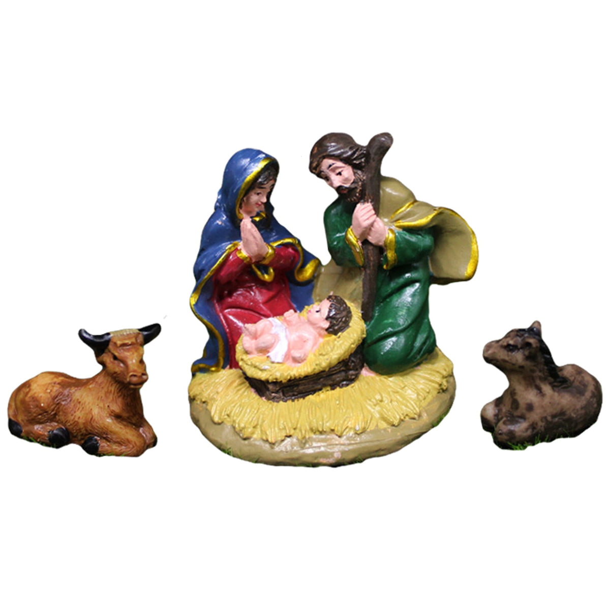 Nativity Statue Scene Set Holy Manger Christmas Crib Figurines Miniatures Ornament Church Gift Home Decorations