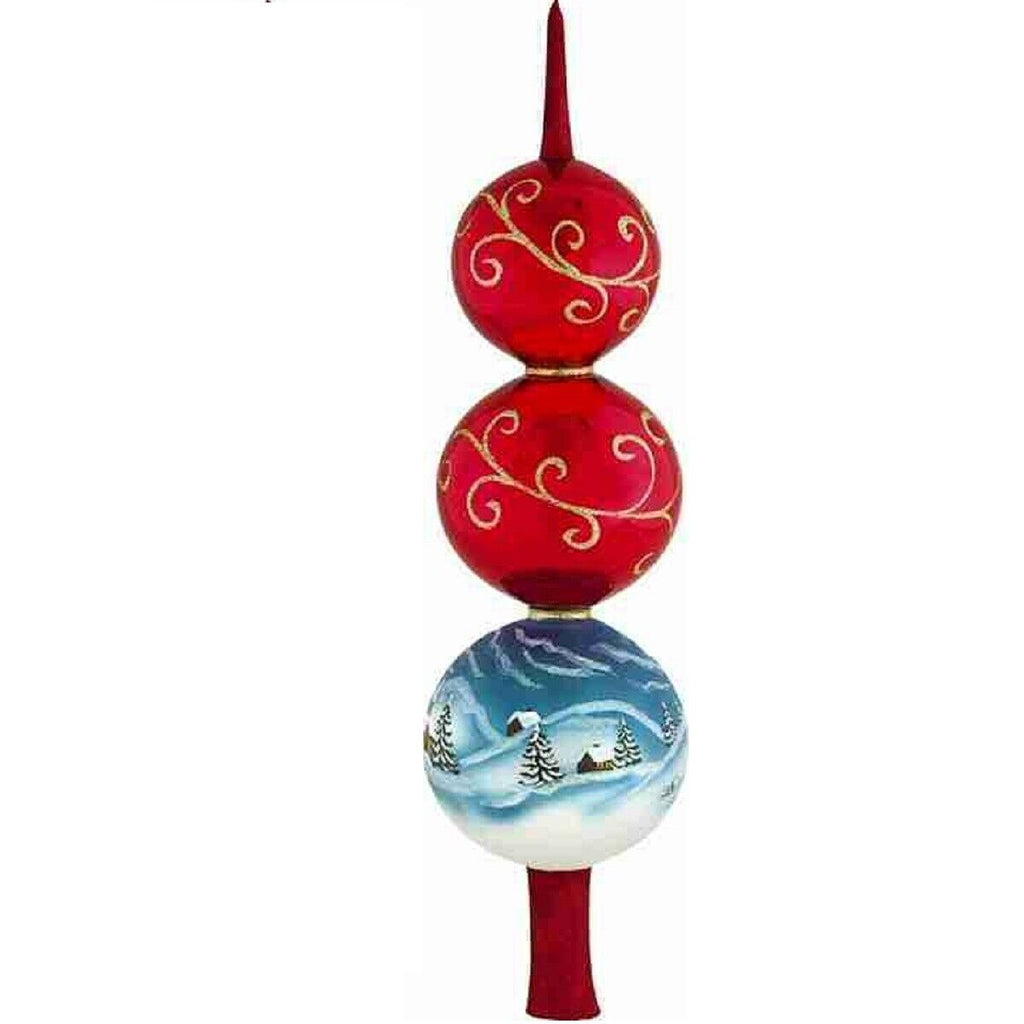 Metzler Brothers Santa and His Sleigh Finial Polish Glass Christmas Tree Topper