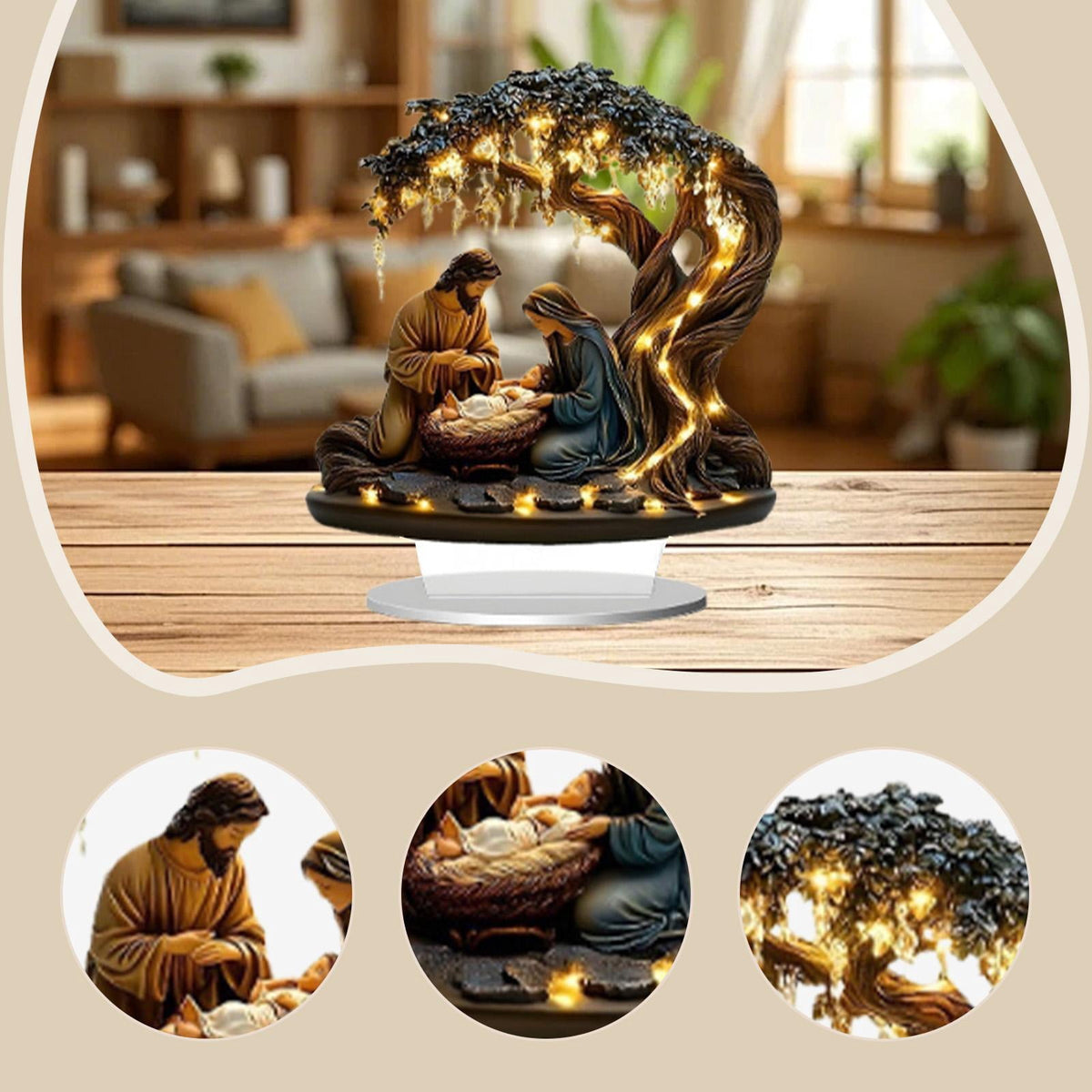LeeQinersw Christmas Nativity Scene 2D Holy Family Xmas Tabletop Decor Nativity Display for