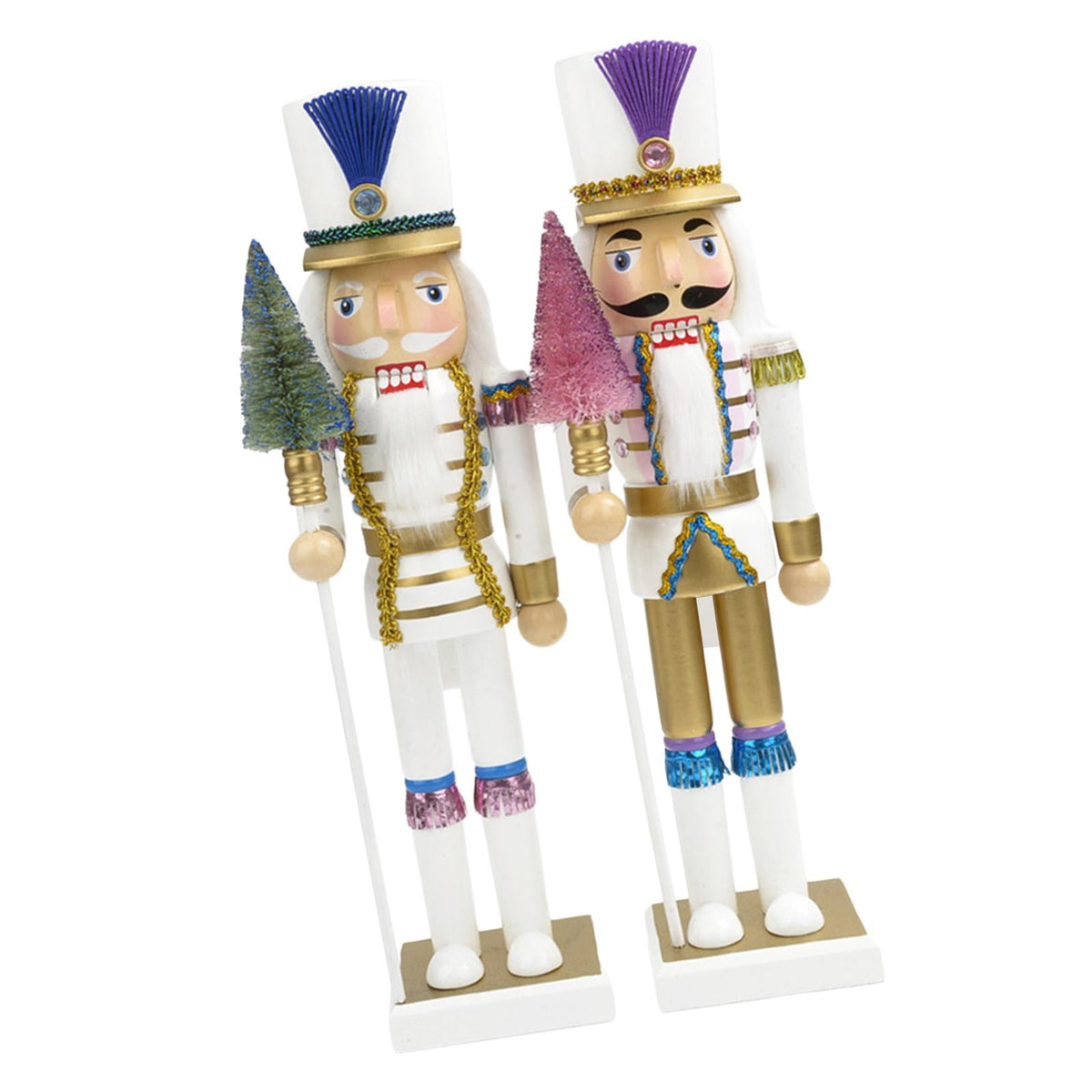2x Christmas Nutcracker Ornament King Solider Figurine Kids Toys Stable Base Nutcracker Figures for Party Favors Party Home