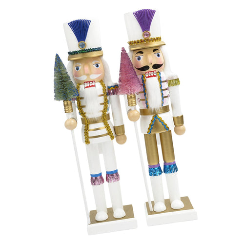 2x Christmas Nutcracker Ornament King Solider Figurine Kids Toys Stable Base Nutcracker Figures for Party Favors Party Home