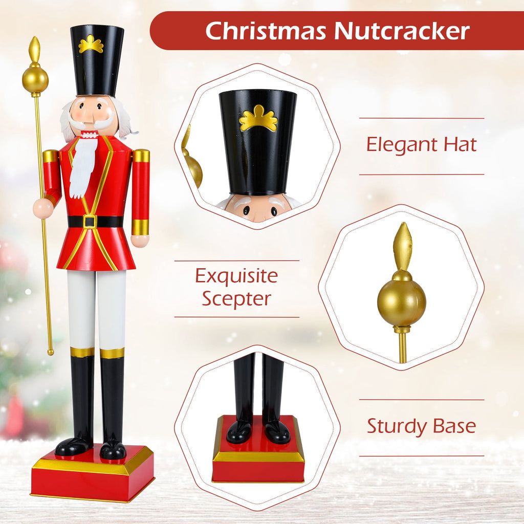Gymax 4' Outdoor Christmas Nutcracker w/High Hat & Beautiful Scepter Uniform & Boots for Yard Black