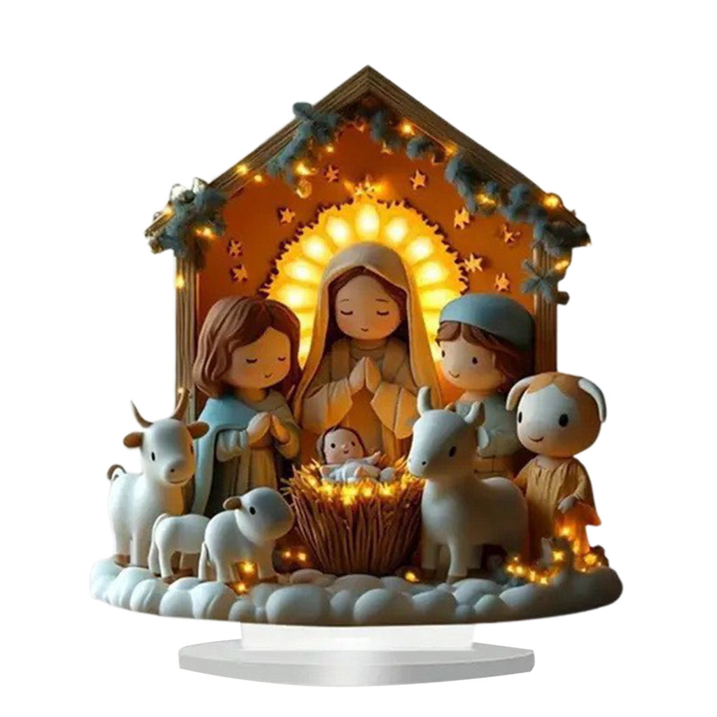 Xuniizn Christmas Ornaments 7x5x3" Acrylic Nativity Scene Standing Decorative, Nativity Sets & Figures Indoor Holiday Party Wedding Christmas Table Decorations, Christmas Decorations for Home