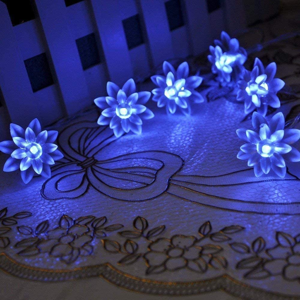 HESHENG Solar Lotus Flowers String Lights, Waterproof 40ft 100LEDs Lights Fairy Lights Outdoor 8 Modes Festival Lighting for Patio Yard Tree Wedding Party Christmas Decoration, Multicolor