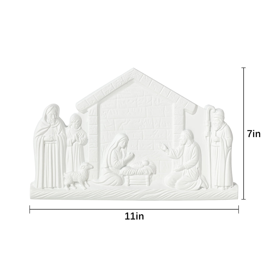 White Nativity Scene Christmas Sculpture Decoration, 7", by Holiday Time