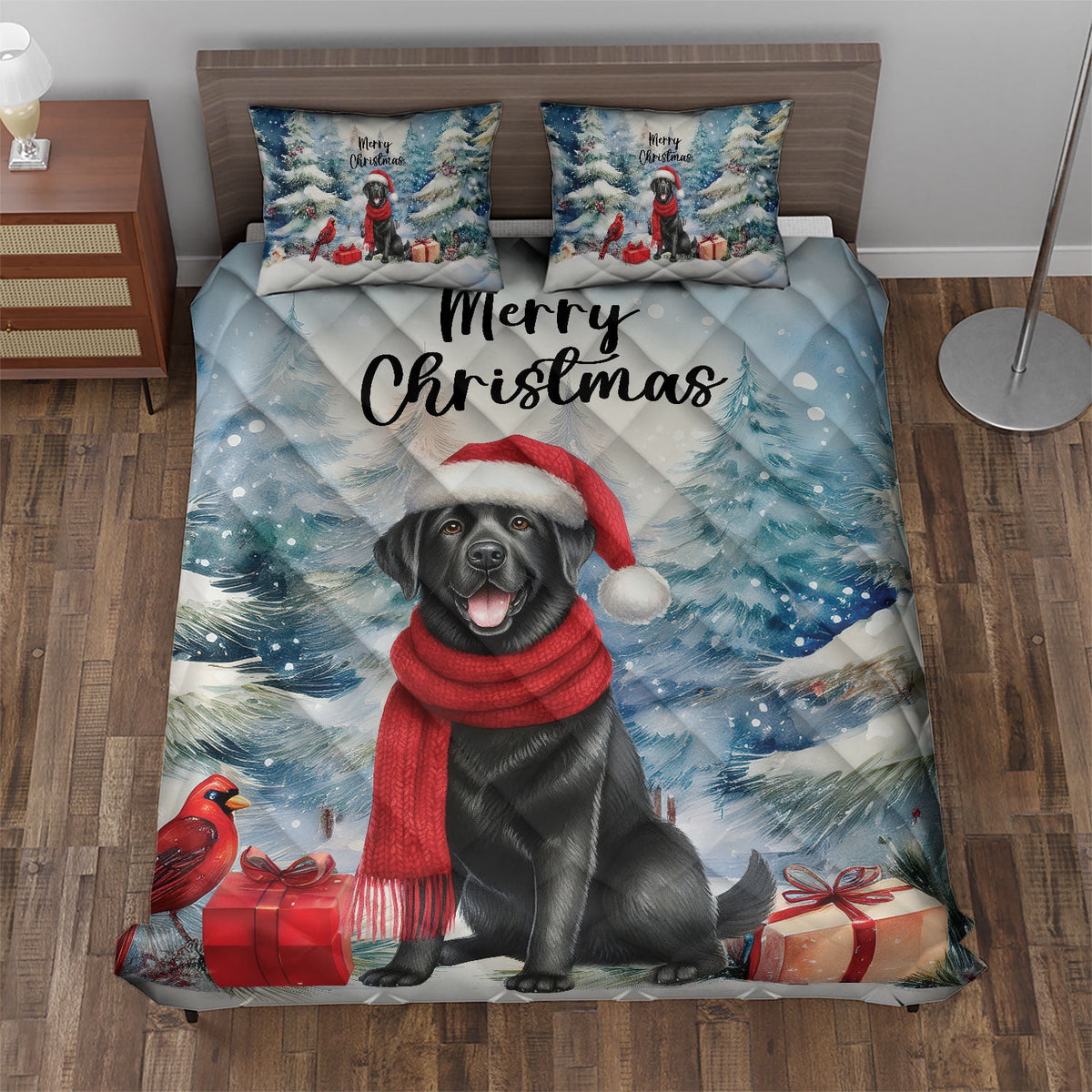 Merry Christmas French Bulldog Enjoys Woofmas Winter Xmas Holiday Quilt Bedding Set Dog Lover Gifts 1 Blanket Bed Cover 2 Pillowcases - 02022