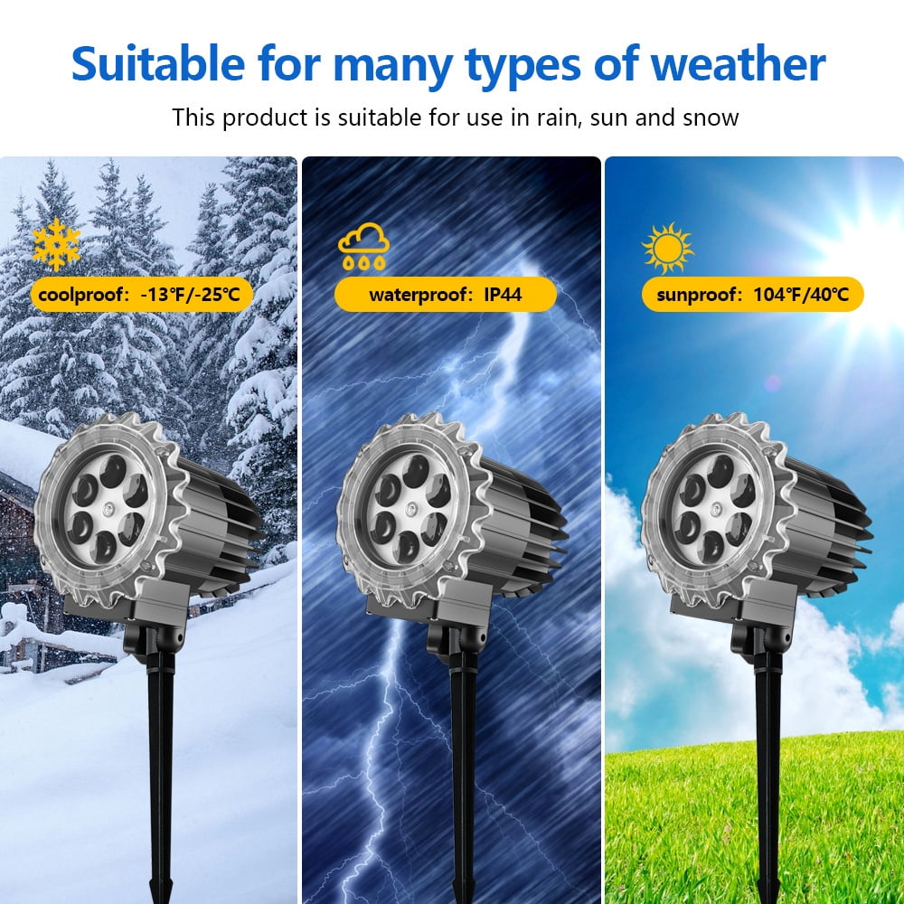 Uncahome Christmas LED Snowflake Projector Lights Outdoor, 3D Snowfall Projection Lamp Outside Waterproof, Black