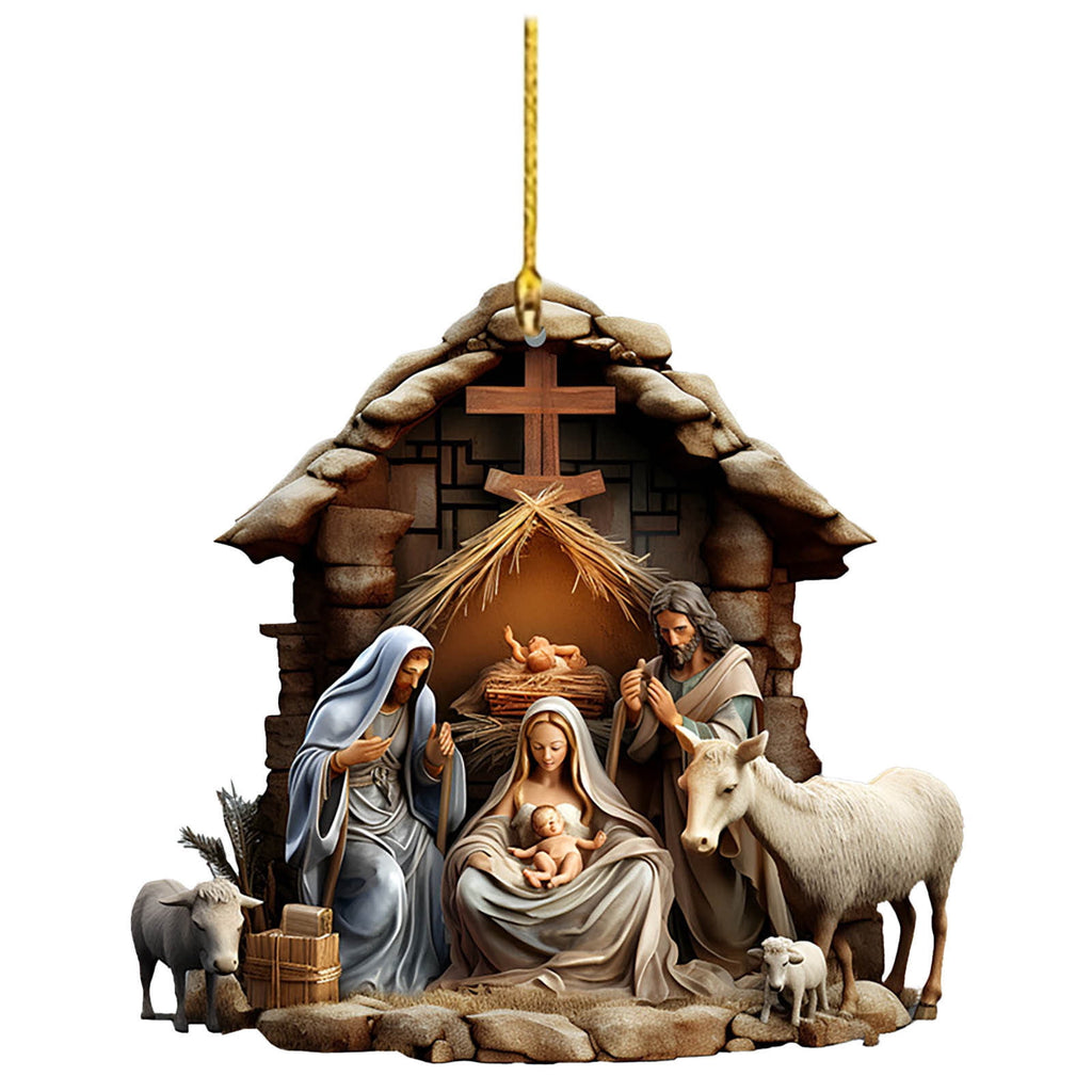 Xuniizn Nativity Ornaments, Christmas Nativity Scene Ornaments Acrylic Christmas Tree Decorations for Xmas Tree, Home, Office, Hanging Ornament, Religious Gifts, Party Decor, Christmas Decorations
